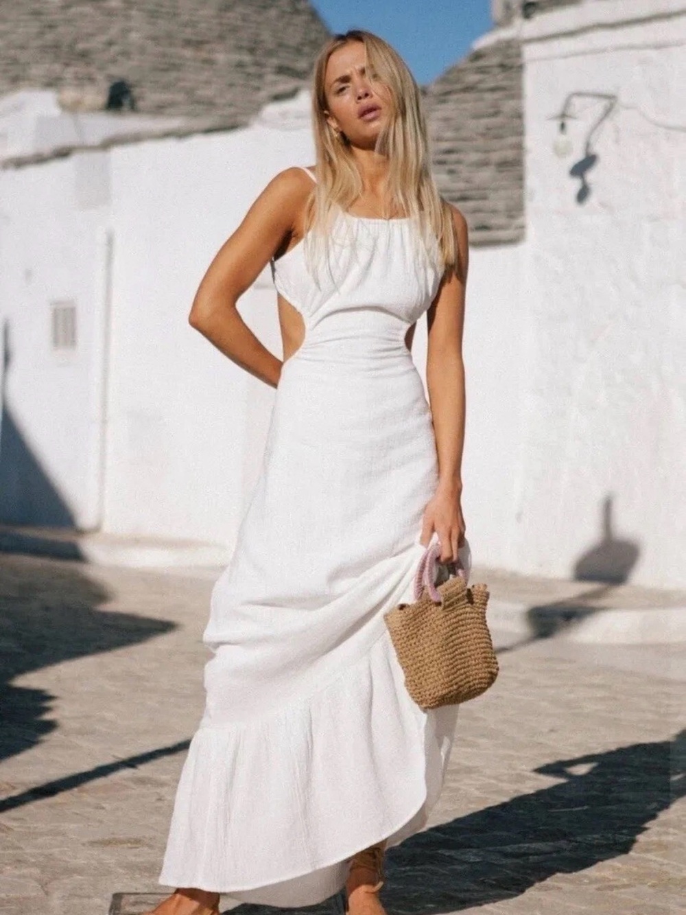 Charlie Holiday Cream Maxi Dress with Spaghetti Straps
